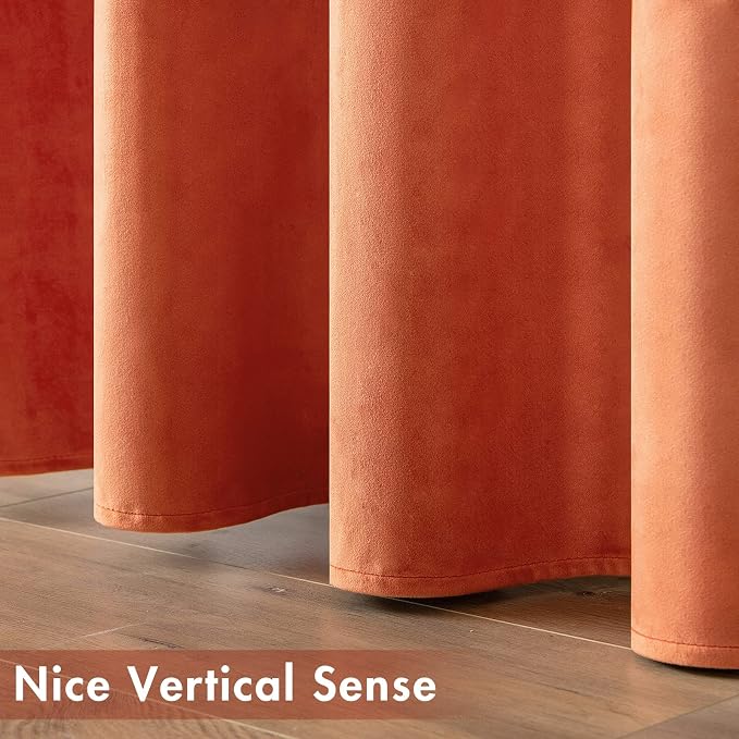 MIULEE Orange Velvet Curtains 96 Inch Length - Image 6