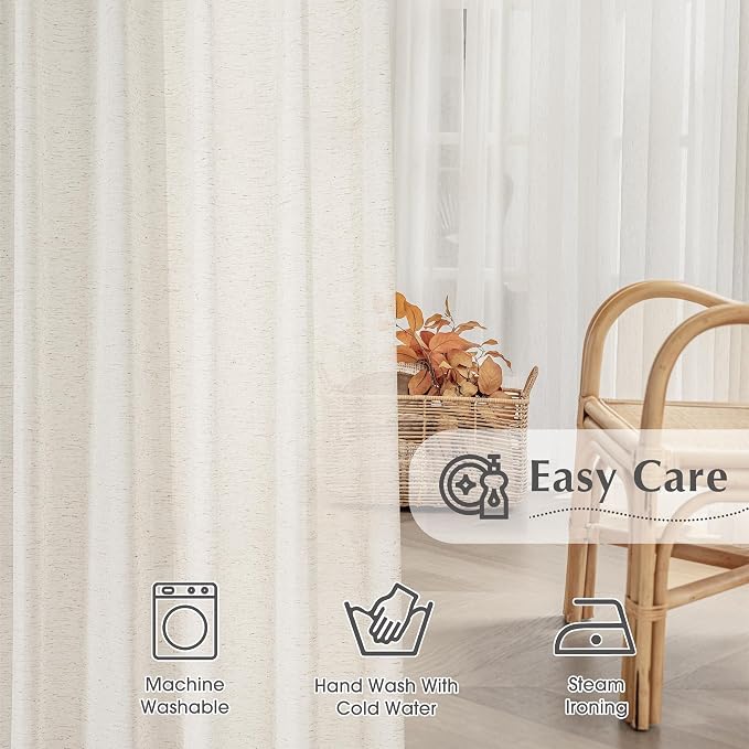 FMFUNCTEX Linen Sheer Pinch Pleated Curtains - Image 7