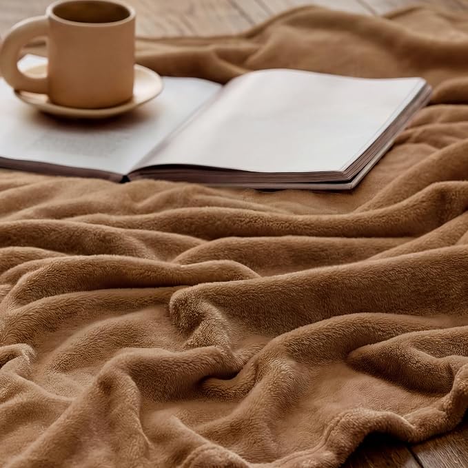 Bedsure GentleSoft Orange Fleece Blankets King Size - Image 5