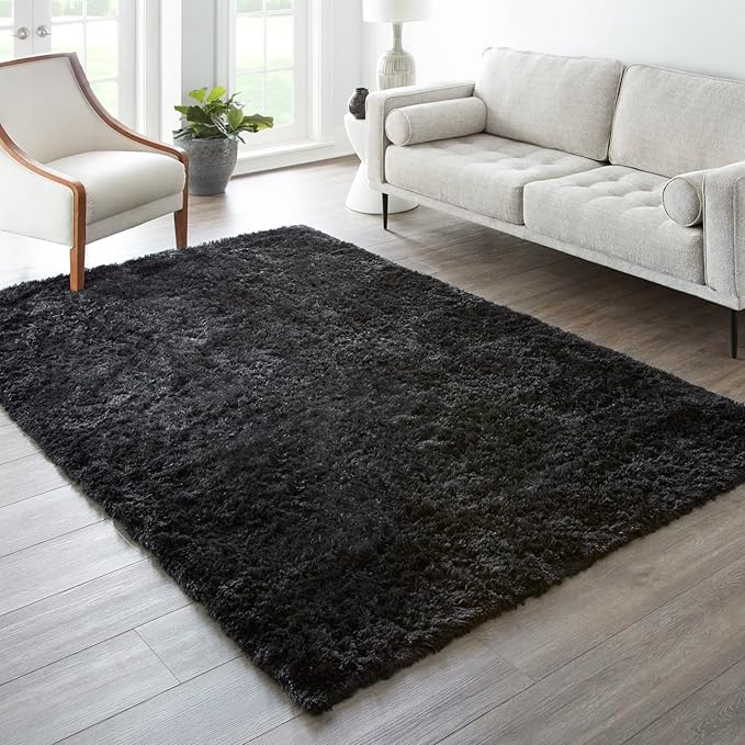 Ophanie 7x9 Black Rugs for Living Room, LargeFluffy Shag Fuzzy Plush Soft by Ophanie