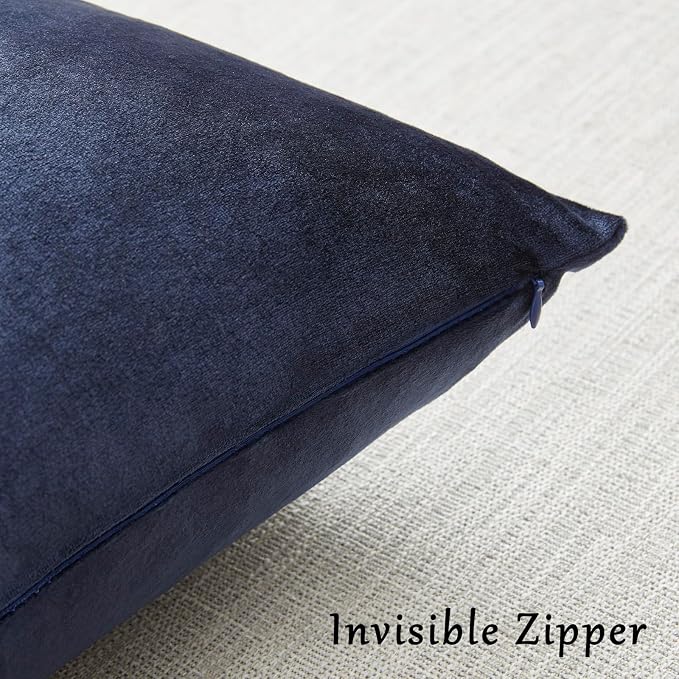 GIGIZAZA Navy Blue Velvet Pillow Covers 22x22, Square Solid Throw Pillow Covers - Image 5