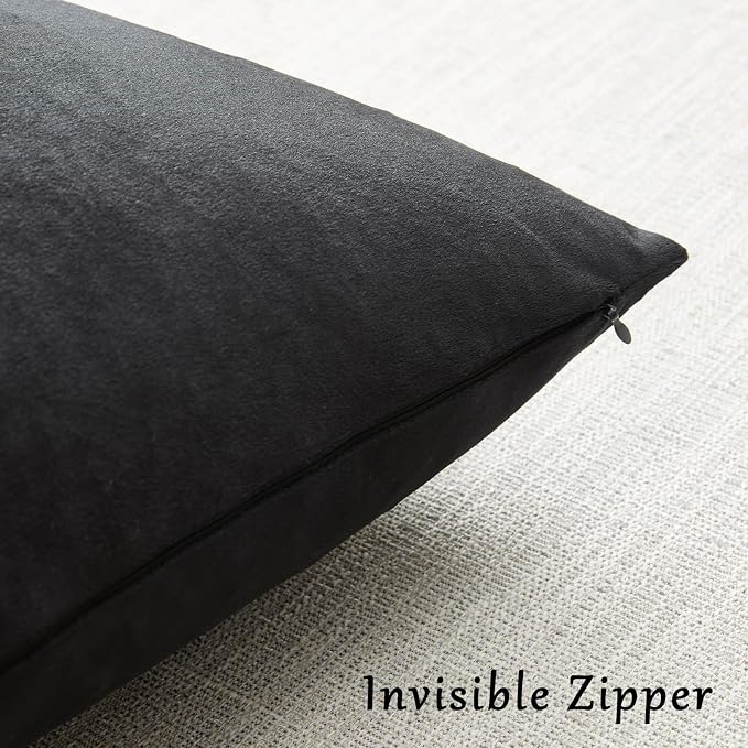 GIGIZAZA Black Velvet Pillow Covers 24x24, Decorative Square Throw Pillows - Image 4