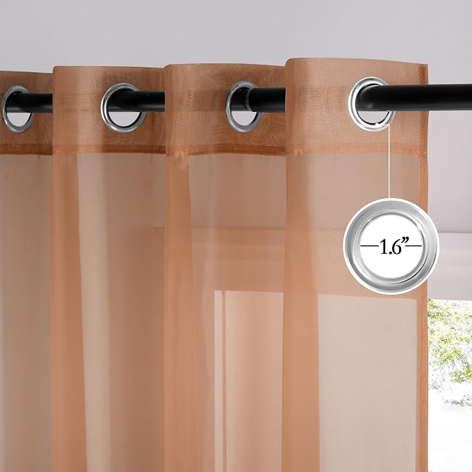 NICETOWN Terracotta Sheer Curtains, Grommet Voile Sheer Window Treatments Airy - Image 2