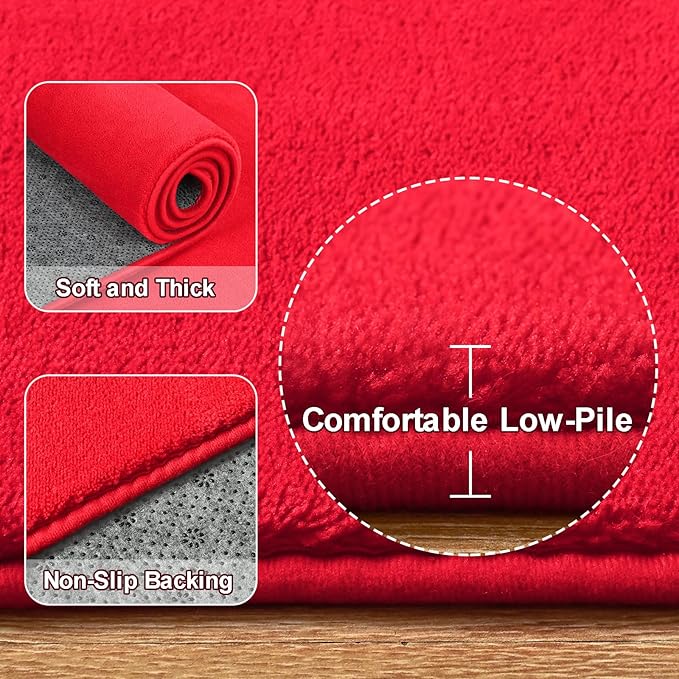 Amearea Large Modern Area Rugs for Bedroom Living Room, 6x9 Feet Red Thickened - Image 4