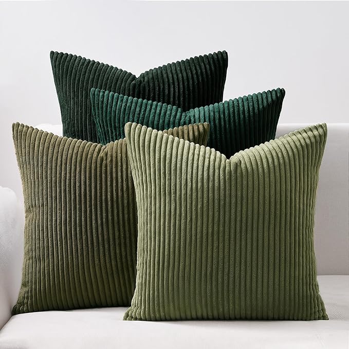 Topfinel Corduroy Throw Pillow Covers Pack of 2 Gray 16"x16" No Insert by Topfinel