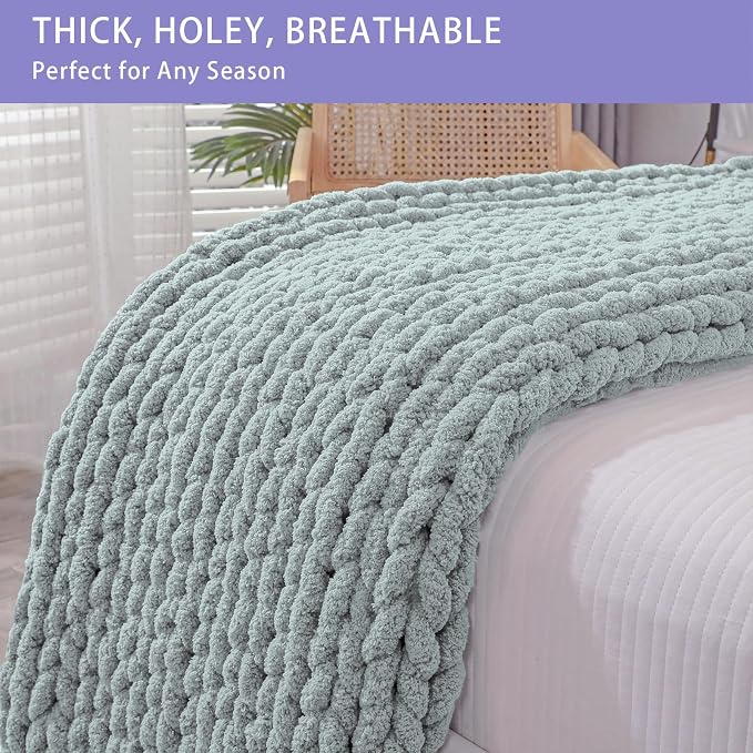 Bigacogo Chunky Knit Throw Blanket - Image 4