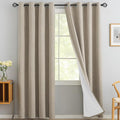 Yakamok Natural Linen Curtains 100% Blackout 90 Inches Long, Room Darkening by Yakamok