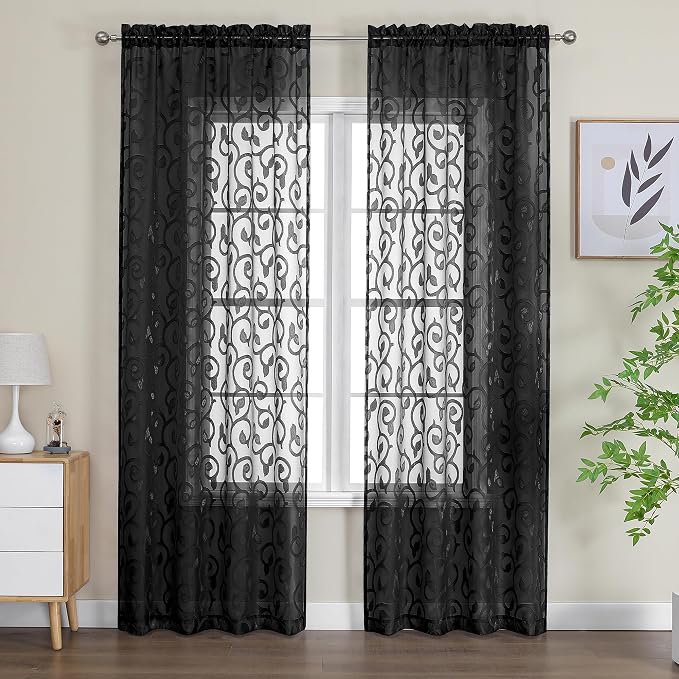 OWENIE Furman Extra Long Sheer Curtains 96 inches Long by OWENIE