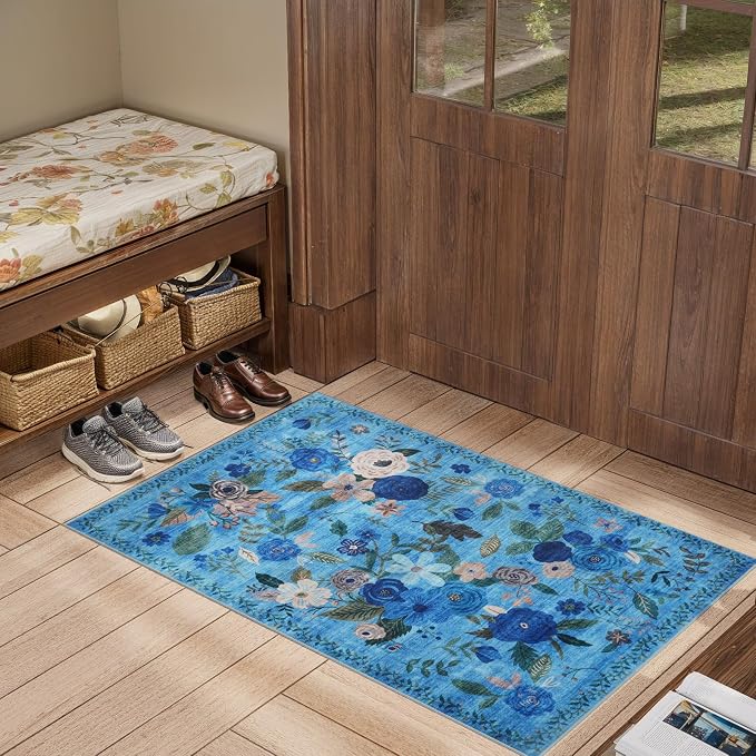 Floral Rug for Entryway, 2X3 Washable Kitchen Mat Ultra-Thin Soft, Non-Slip - Image 6