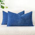 MIULEE Pack of 2 Couch Throw Pillow Covers 12x20 Inch Soft Royal Blue Chenille by MIULEE