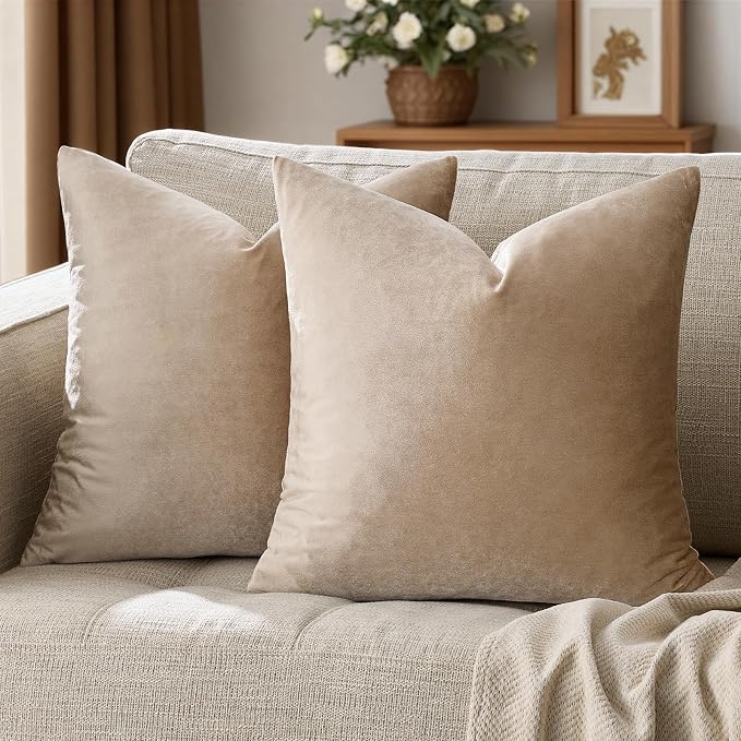 GIGIZAZA Decorative Throw Pillow Covers 20x20, Velvet Sofa Boho Cushion Pillows by GIGIZAZAFocusingonhomedecoration