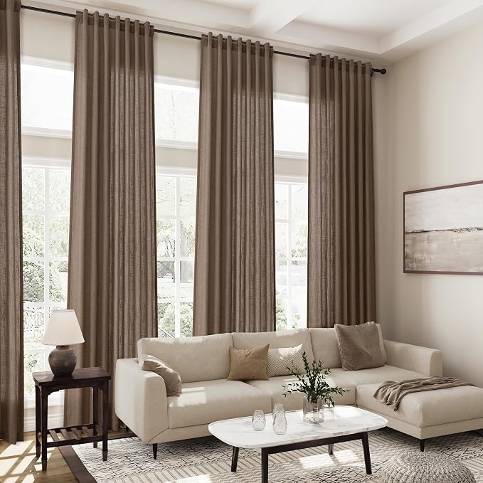 Light Brown Linen Curtains 120 Inch Extra Long - Image 8