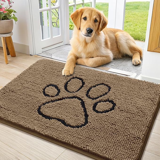 Smiry Dog Door Mat for Muddy Paws, Absorbent Dirt Trapper Non Slip Quick Dry by Smiry