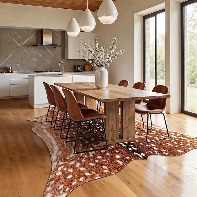 AROGAN Premium Deer Print Rug 4.6x5.2 Feet, Machine Washable Faux Fur Rug - Image 5