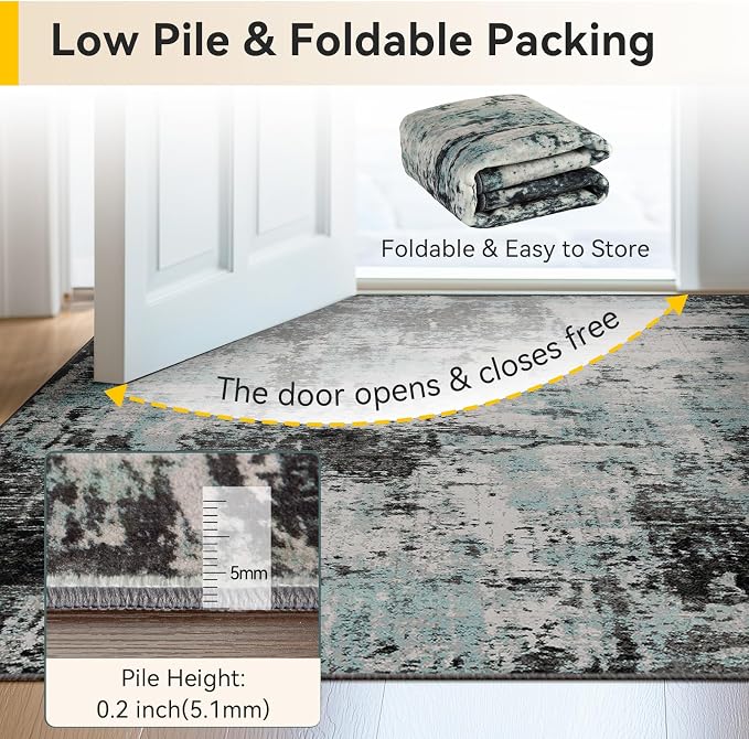 RELEANY Washable Runner 2'x8' Abstract Area Rug - Image 7