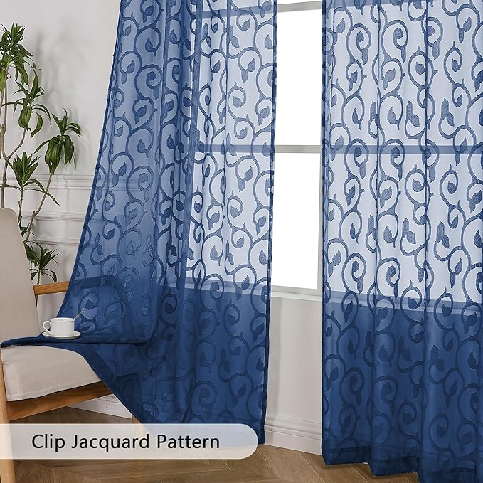 OWENIE Furman Sheer Curtains 72 inches Long 2 Panels Set, Light Filtering Top - Image 3