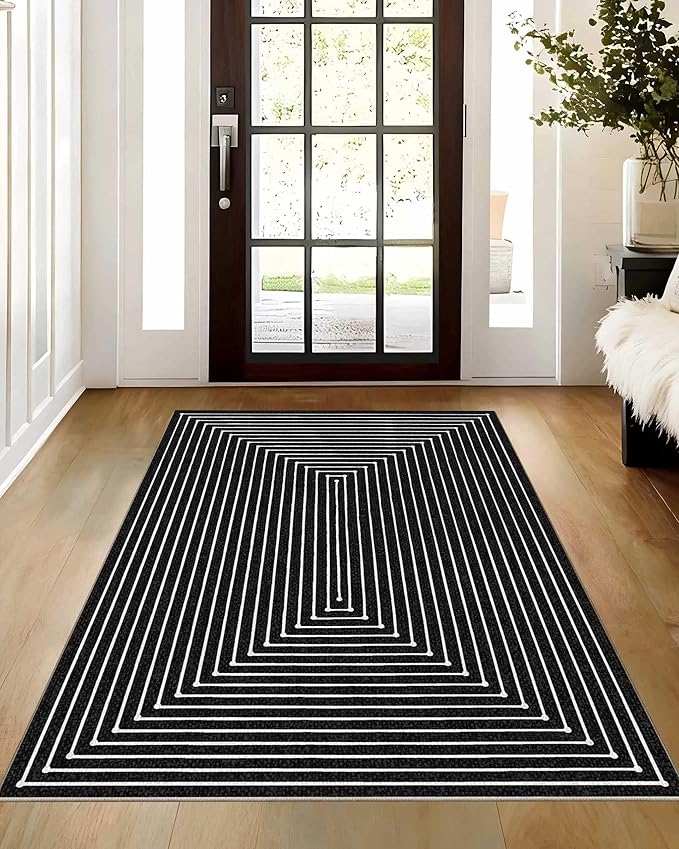 Latte&Fog 3x5 Entryway Rug Indoor, Modern Abstract Washable Area Rug, Boho Non by LatteFog