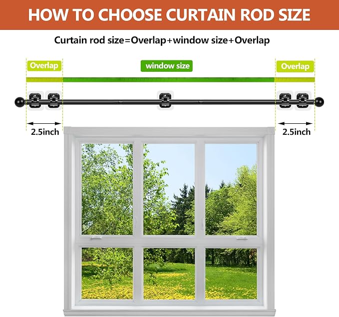 Curtain Rods No Drilling for Windows, 5/8 Inch Diameter Drapey Pole - Image 6