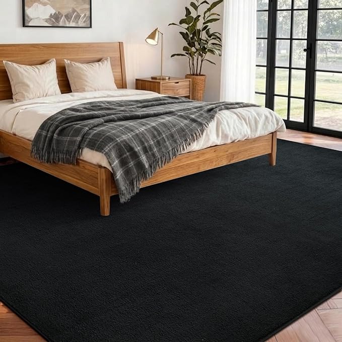 FinRèc 5x7 Washable Area Rugs for Bedroom Living Room, Low Pile Thin Rug Solid - Image 2