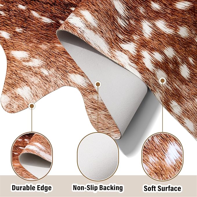 AROGAN Premium Deer Print Rug 6.2x7 Feet, Machine Washable Faux Fur Rug - Image 5