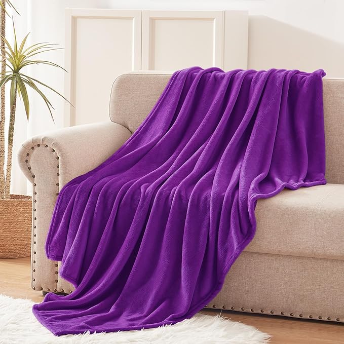Exclusivo Mezcla Fleece Purple Throw Blanket - Image 3