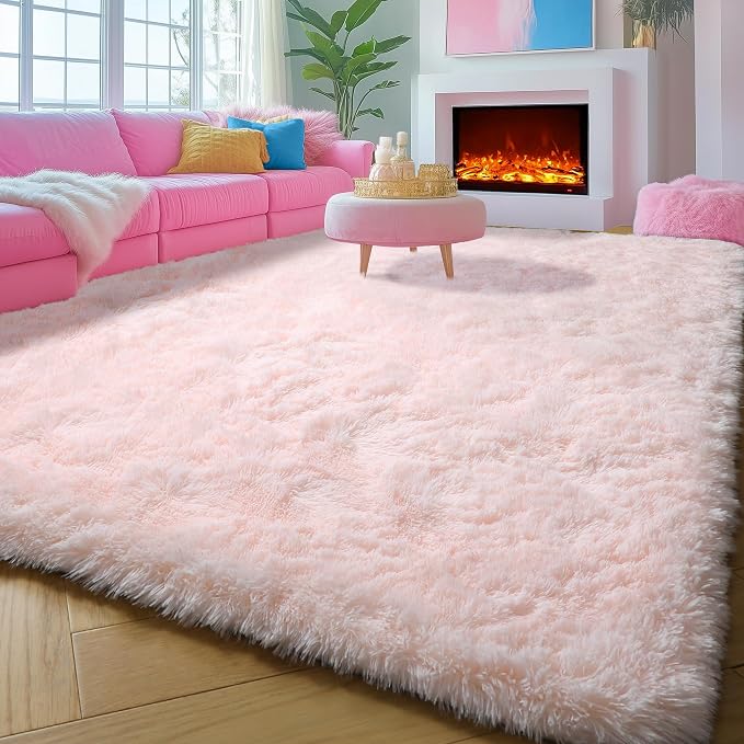 ONASAR Pink Area Rugs for Living Room Girls Bedroom, 5x8 Fluffy Bedside Throw - Image 9