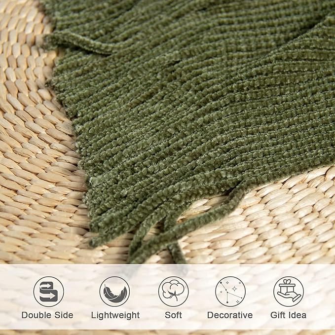 lifein Throw Blanket for Couch, Soft Green Boho Decor Bed Throw, Cozy Knitted - Image 5