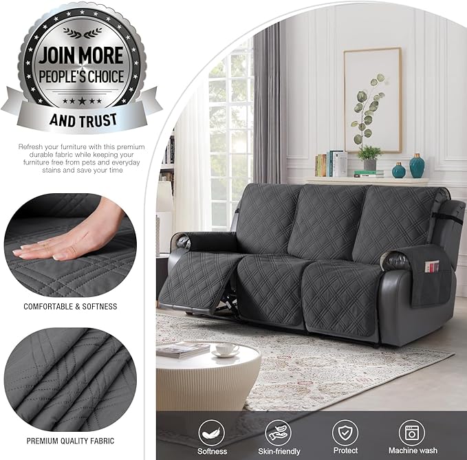 TAOCOCO 100% Waterproof Recliner Sofa Cover, Non Slip Split Couch Covers - Image 2