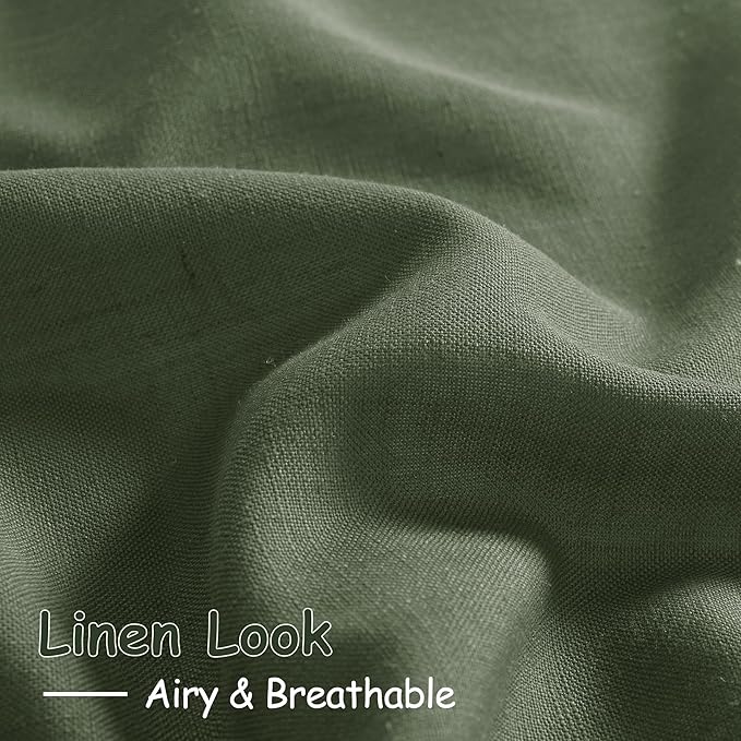 Nanspring Forest Green Linen Curtains 63 Inch Length - Image 3