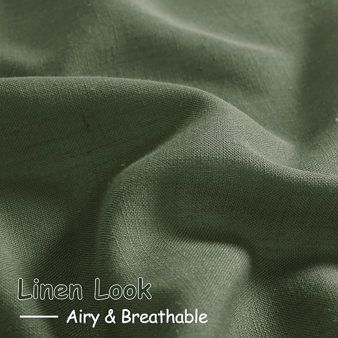Nanspring Forest Green Linen Curtains 96 Inches Long - Image 3