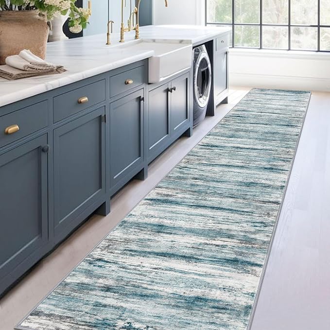 KOZYFLY Modern Abstract Hallway Runner Rug, 2.6x14 Washable Rug Runner Non-Slip - Image 7