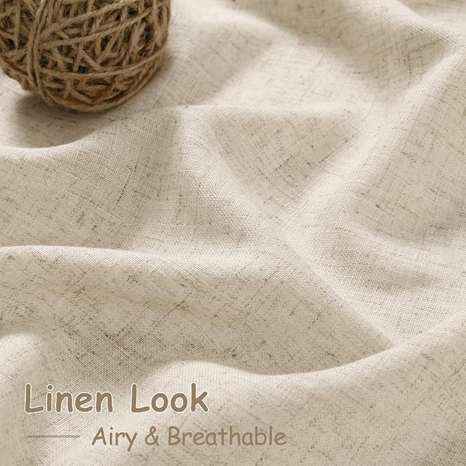 Nanspring Beige Linen Curtains 63 inches Long - Image 5