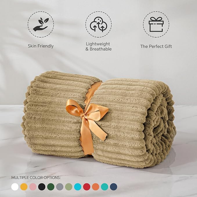 BEDELITE Fleece Blanket Twin Size – 3D Ribbed Jacquard Soft and Warm Decorative - Image 4