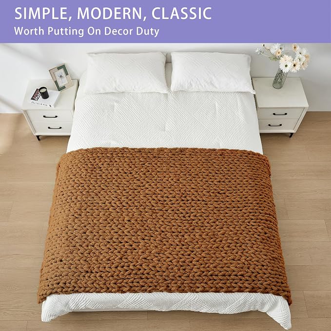 Bigacogo Chunky Knit Throw Blanket - Image 3