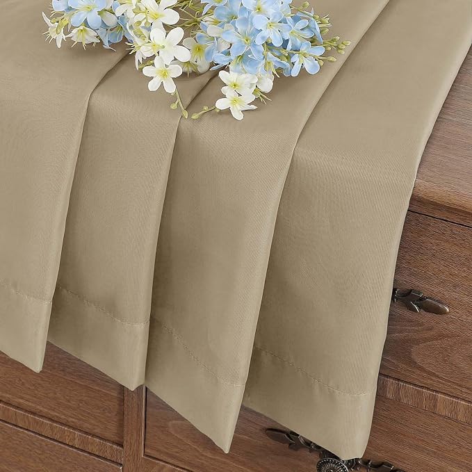 Taupe Sheer Curtains Tier 30 Inches Length 2 Panels Set, Light Filtering - Image 6