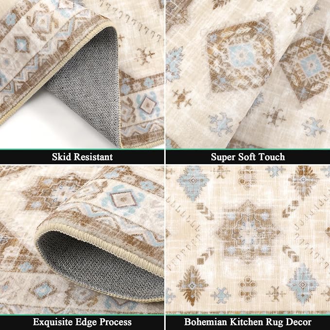 HEBE Boho Kitchen Rug Sets 3 Piece - Image 4