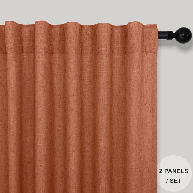 Pitalk 63 Inch Curtains for Living Room Dining Room Linen Sheer Colorful Hippie - Image 2