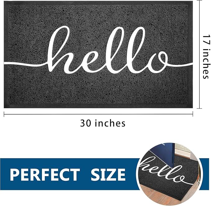 EARTHALL Door Mat Outside Inside Hello Doormat, Durable Floor Mat Non Slip Mat - Image 2