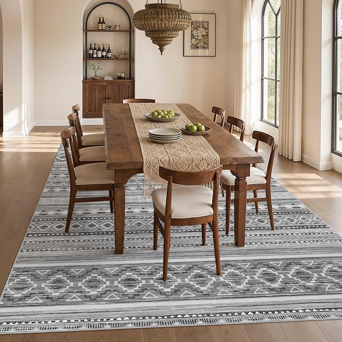 cotiled Boho 7x9 Area Rug for Living Room: Large Moroccan Washable Rug | Stain - Image 7