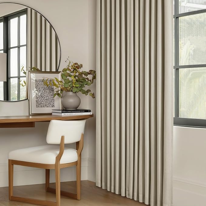 Burlywood Birch 100% Blackout Pinch Pleated Linen Curtains 96 Inches Long | - Image 9