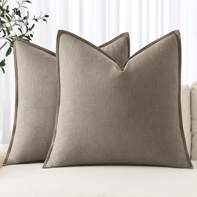 MIULEE Decorative Linen Pillow Covers 18x18 Inch Dune | Boho Farmhouse​ ​Fall by MIULEE