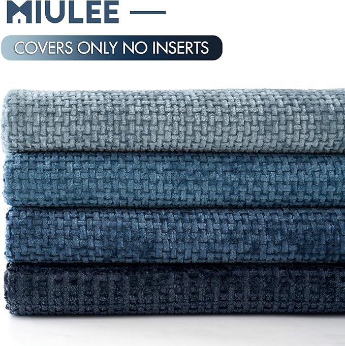 MIULEE Pack of 4 Couch Throw Pillow Covers 20x20 Inch Neutral Blue Soft - Image 6