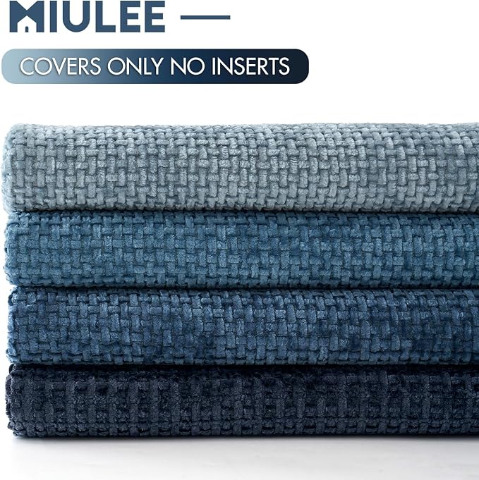 MIULEE Soft Decorative Chenille Pillow Covers Blue Series 20x20 Pack of 4 | - Image 6