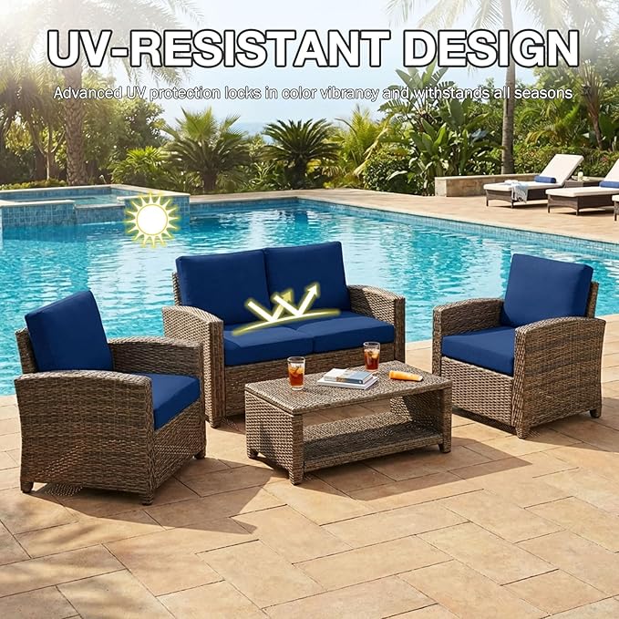 hyha 4Pcs Patio Cushion Covers, Stretch Outdoor Couch Cushion Covers Replacement - Image 6