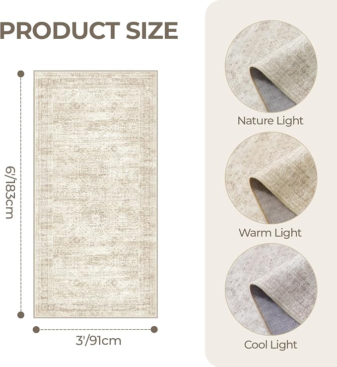 3x6 Runner Rug Non Slip, Thin Entryway Washable Rug - Image 2