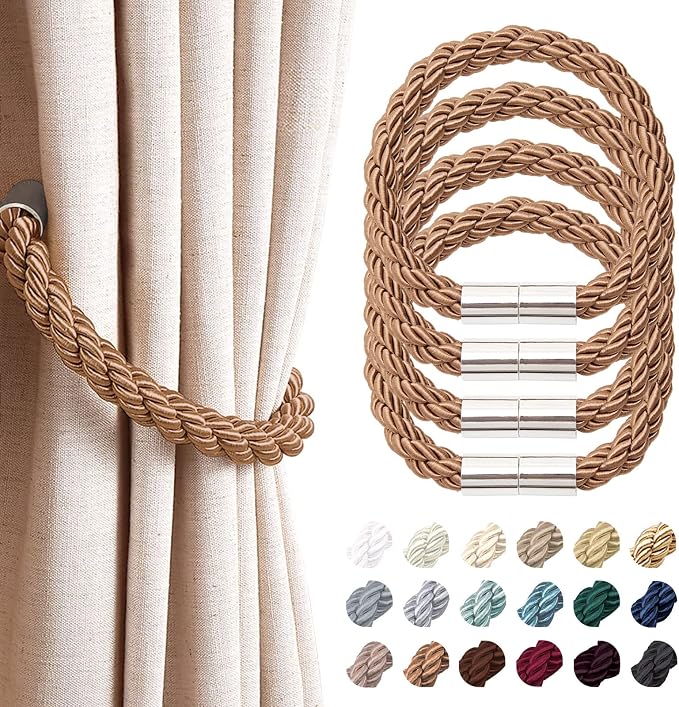NICEEC 4 Pack Strong Magnetic Curtain Tiebacks Modern Simple Style Drape Tie by NICEEC