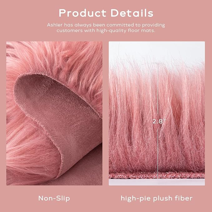 Ashler Faux Fur Rug, Fluffy Shaggy Area Rug Ultra Soft 2.3 x 3.3 Feet Sheepskin - Image 6