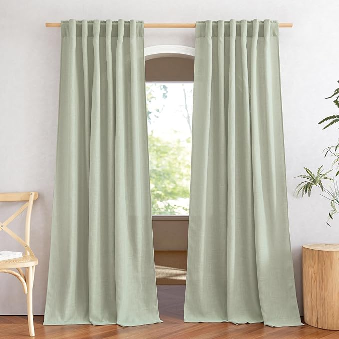 NICETOWN Sage Green Curtains for Living Room, Rod Pocket & Back Tab Natural by NICETOWN