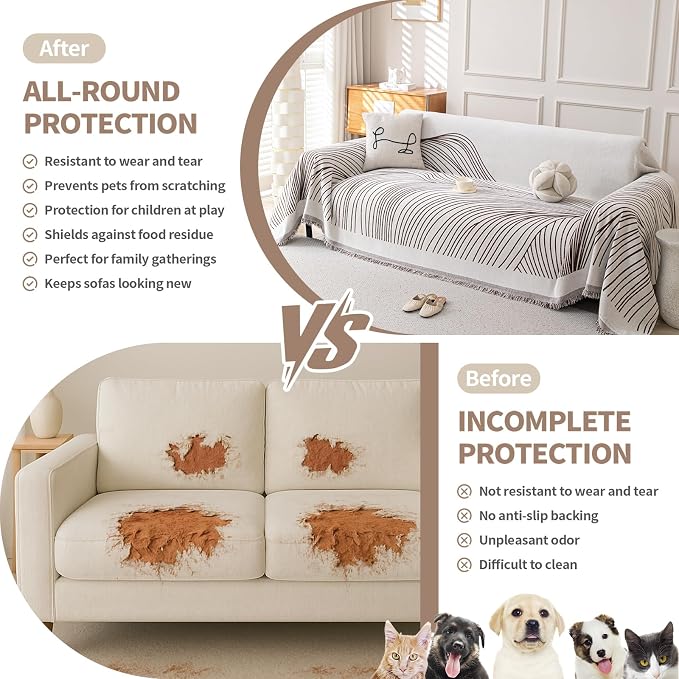 Boho Chenille Couch Cover for Dogs, Non Slip Sofa Cover, Couch Slipcover Covers - Image 4