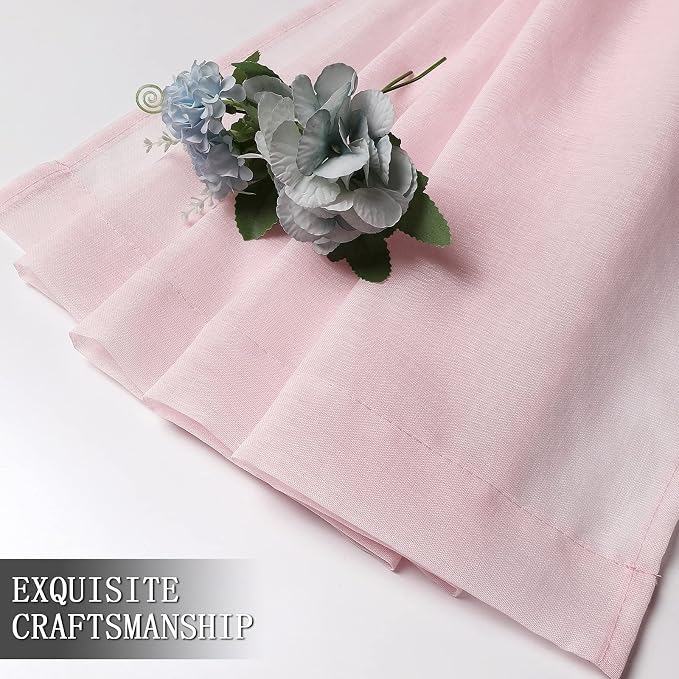 Tollpiz Short Sheer Curtains Linen Textured Living Room Curtain Sheers Light - Image 7